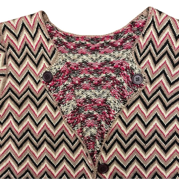 David Brooks Chevron Cardigan Knit Sweater Earthy Cottagecore Lagenlook Vintage - Picture 2 of 7
